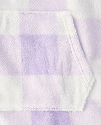 Girls Gingham Blanket Hoodie Pajamas - Cozy Fleece
