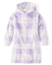 Girls Gingham Blanket Hoodie Pajamas - Cozy Fleece