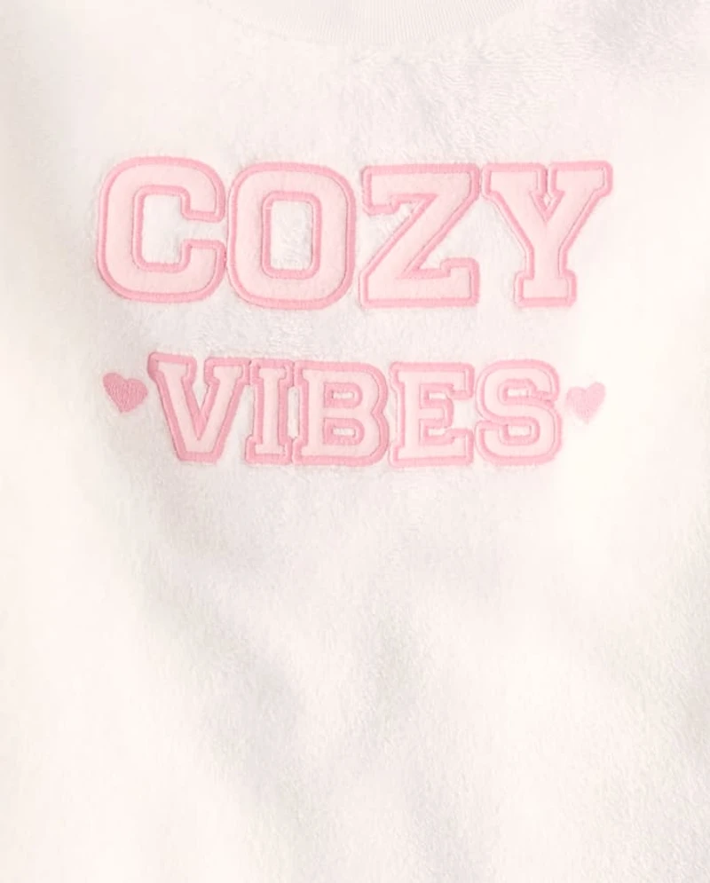 Girls Embroidered Cozy Club Fleece Pajamas