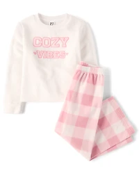 Girls Embroidered Cozy Club Fleece Pajamas