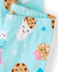 Girls Milk And Cookies Snug Fit Cotton Pajamas