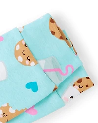 Girls Milk And Cookies Snug Fit Cotton Pajamas