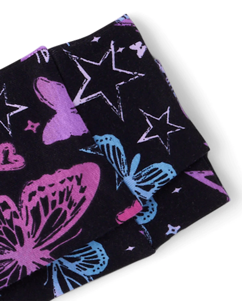 Girls Butterfly Snug Fit Cotton Pajamas