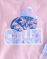 Girls Cat Beanie Snug Fit Cotton Pajamas