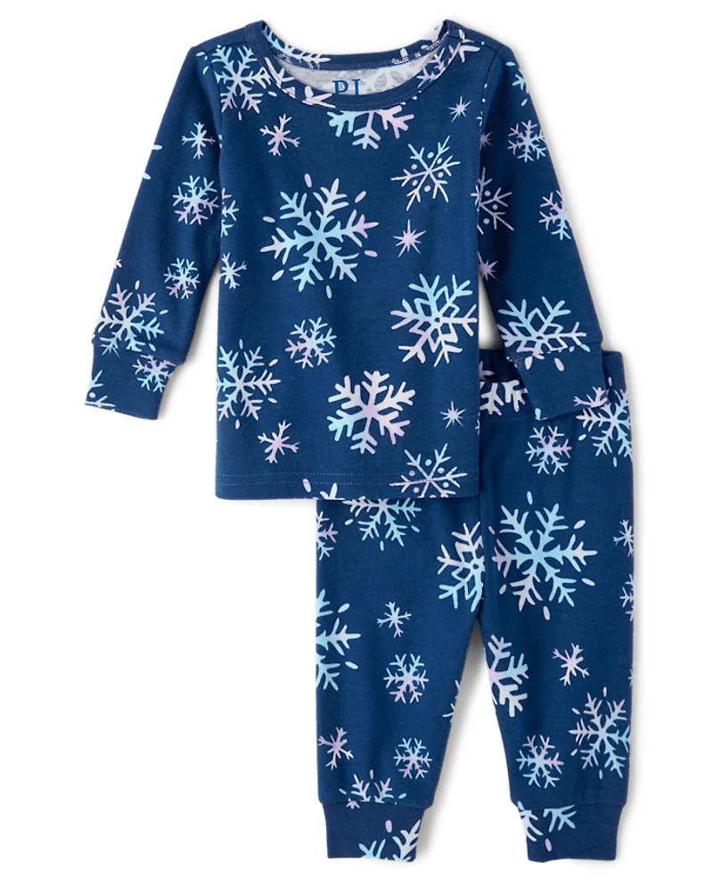 Baby And Toddler Girls Snowflake Snug Fit Cotton Pajamas