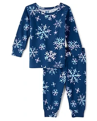 Baby And Toddler Girls Snowflake Snug Fit Cotton Pajamas