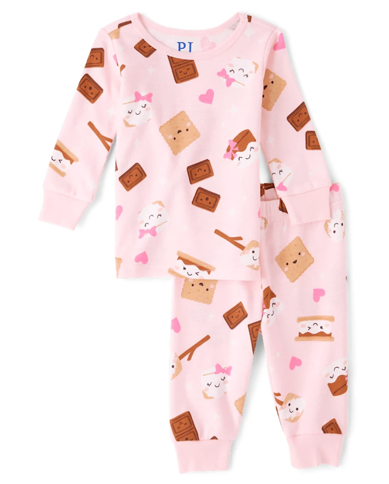 Baby And Toddler Girls S'mores Snug Fit Cotton Pajamas