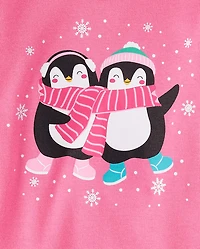 Pyjama en coton ajusté pingouin pour bébés et petites filles