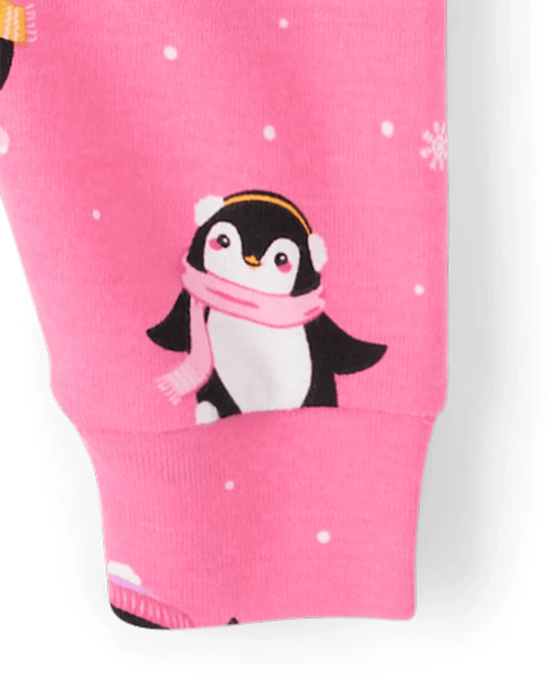 Pyjama en coton ajusté pingouin pour bébés et petites filles