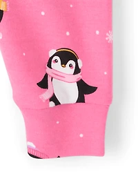 Pyjama en coton ajusté pingouin pour bébés et petites filles