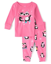 Baby And Toddler Girls Penguin Snug Fit Cotton Pajamas