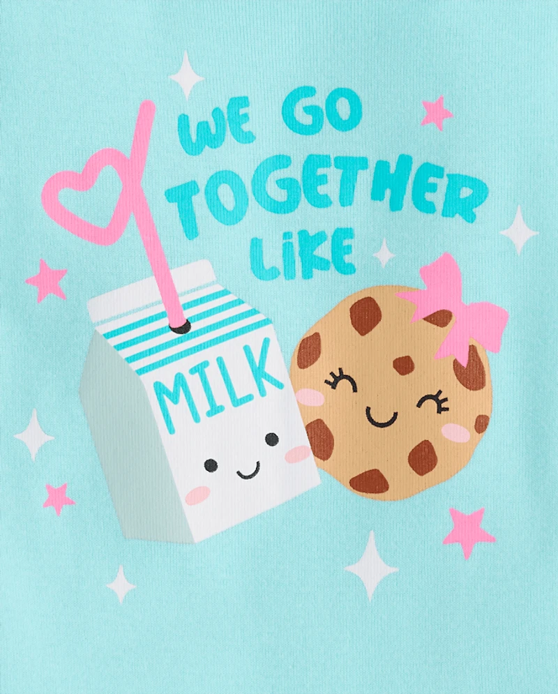 Baby And Toddler Girls Milk Cookies Snug Fit Cotton Pajamas