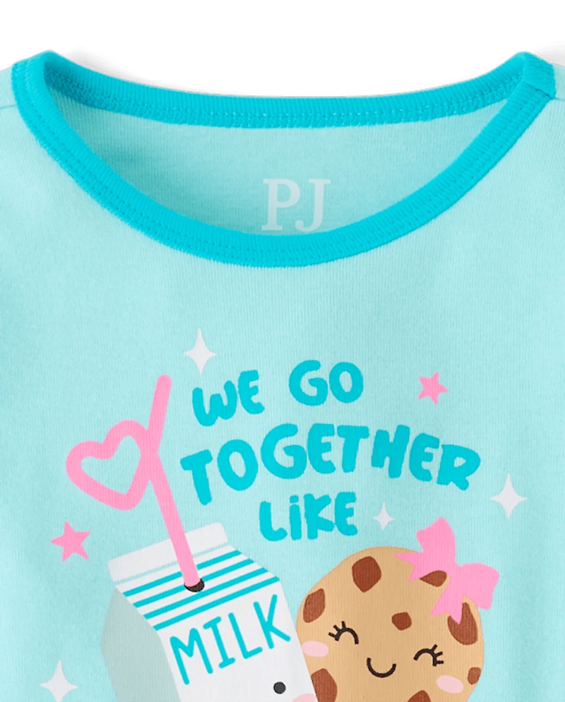 Baby And Toddler Girls Milk Cookies Snug Fit Cotton Pajamas