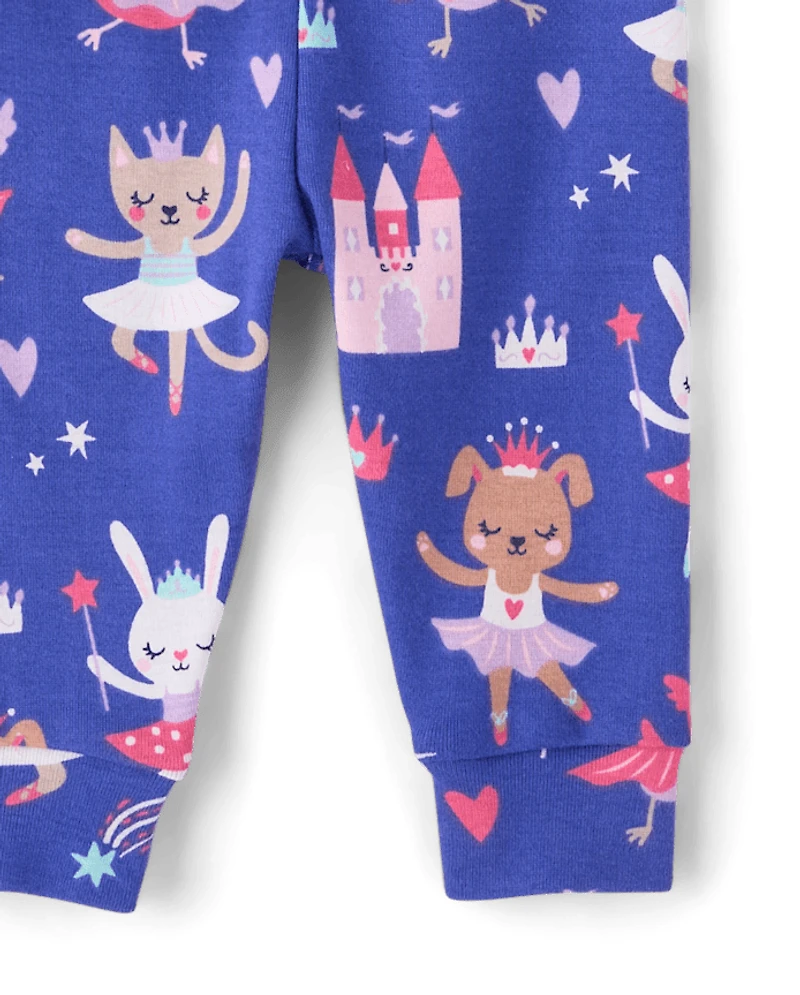 Pyjama en coton ajusté à motifs de ballerines pour bébés et petites filles
