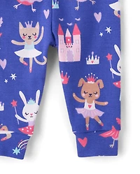 Pyjama en coton ajusté à motifs de ballerines pour bébés et petites filles