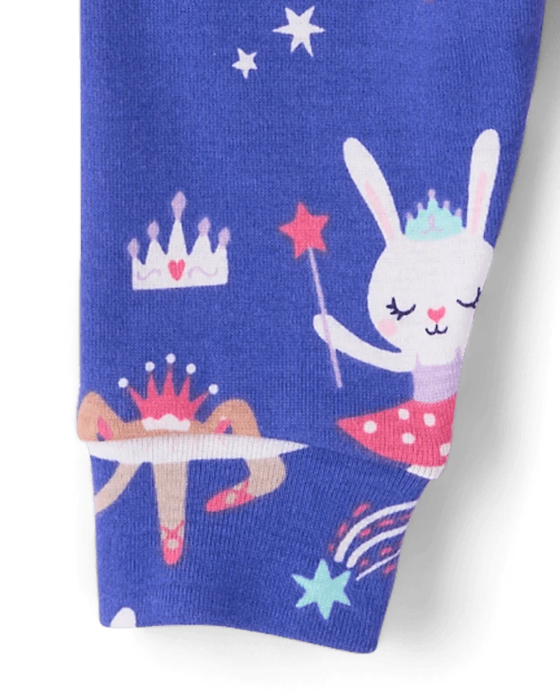 Pyjama en coton ajusté à motifs de ballerines pour bébés et petites filles