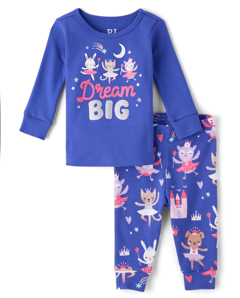 Baby And Toddler Girls Critter Ballerina Snug Fit Cotton Pajamas