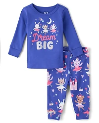 Baby And Toddler Girls Critter Ballerina Snug Fit Cotton Pajamas