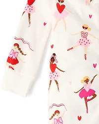 Baby And Toddler Girls Ballerina Snug Fit Cotton Footed One Piece Pajamas