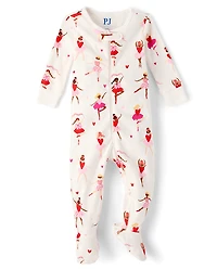 Baby And Toddler Girls Ballerina Snug Fit Cotton Footed One Piece Pajamas
