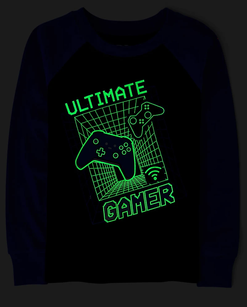 Boys Glow Gamer Snug Fit Cotton Pajamas