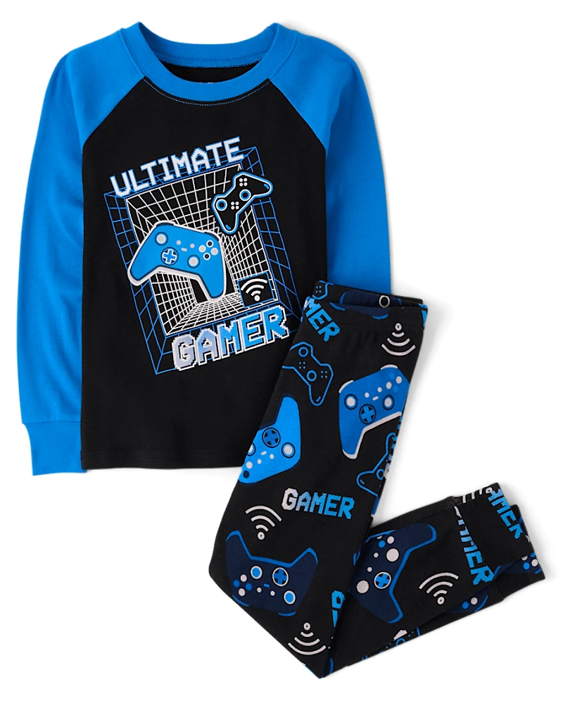 Boys Glow Gamer Snug Fit Cotton Pajamas