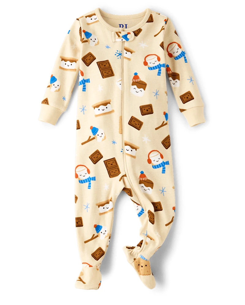 Baby And Toddler Boys Winter S'mores Snug Fit Cotton Footed One Piece Pajamas