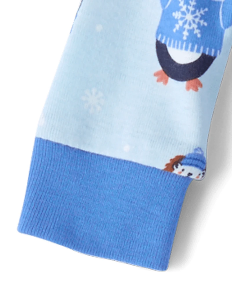 Pyjama une pièce en coton à pieds, motif animaux d'hiver, pour bébés et petits garçons