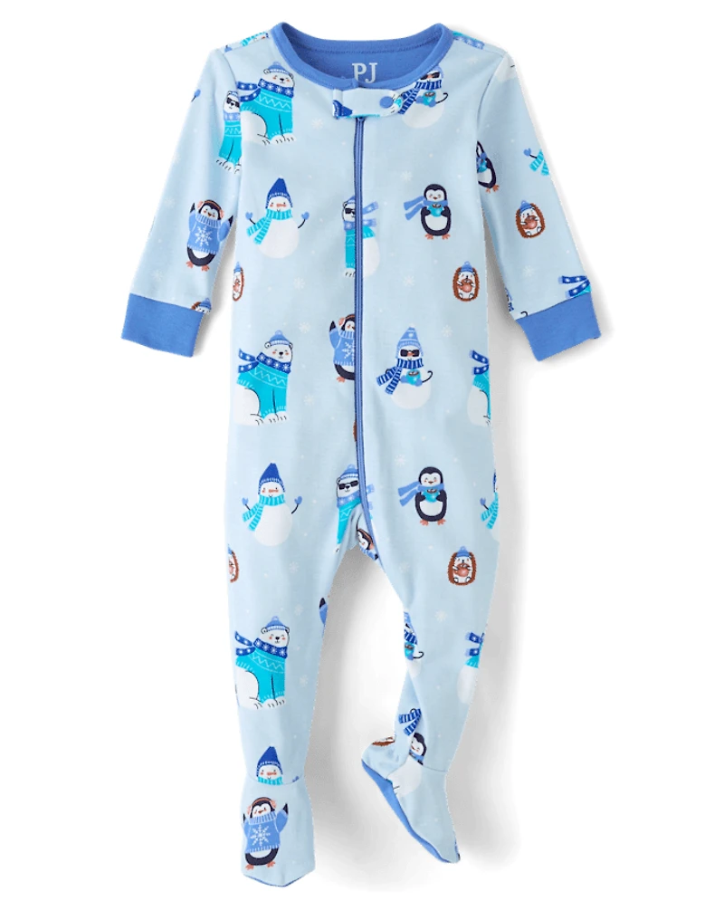 Baby And Toddler Boys Winter Critter Snug Fit Cotton Footed One Piece Pajamas