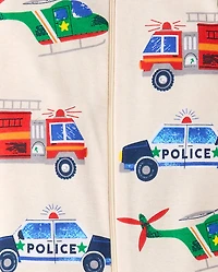 Baby And Toddler Boys Rescue Vehicle Snug Fit Cotton Footed One Piece Pajamas