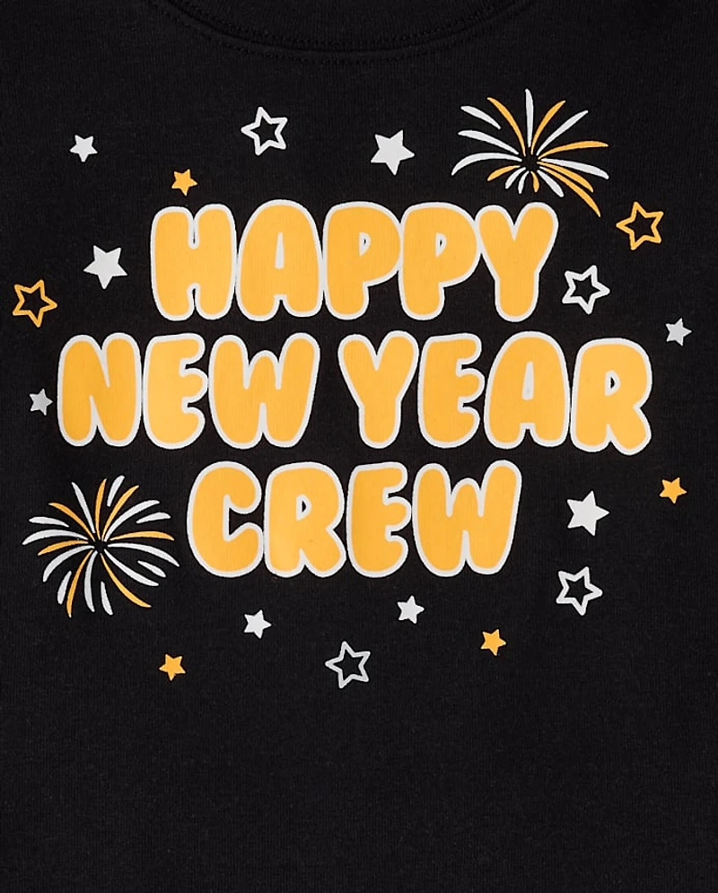 Pyjamas en coton assortis pour enfants, motif lumineux le Nouvel An