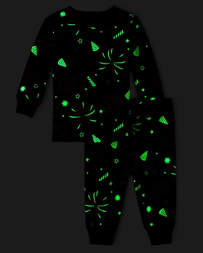 Pyjamas en coton assortis pour bébé et tout-petit, motif lumineux le Nouvel An