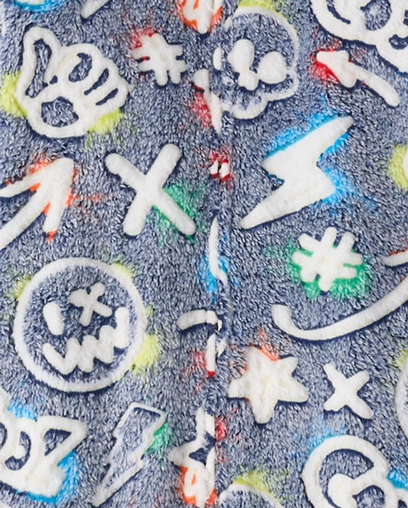 Boys Glow Graffiti Sherpa One Piece Pajamas