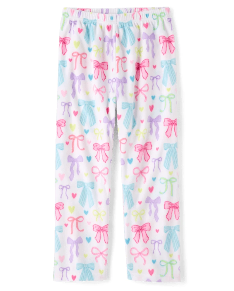 Girls Bow Microfleece Pajama Pants
