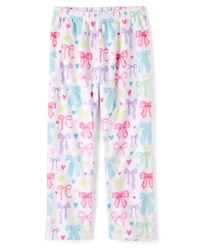 Girls Bow Microfleece Pajama Pants