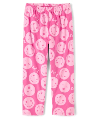 Girls Happy Face Microfleece Pajama Pants