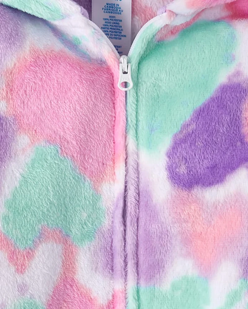 Pyjama une pièce pour fille avec cœur - Polaire douce