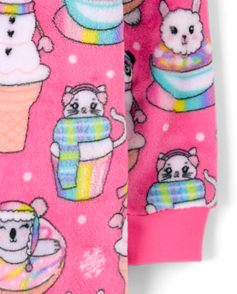 Girls Winter Dessert One Piece Pajamas - Cozy Fleece