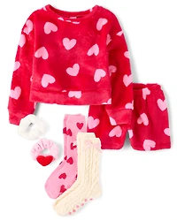 Girls Heart Pajamas - Cozy Fleece