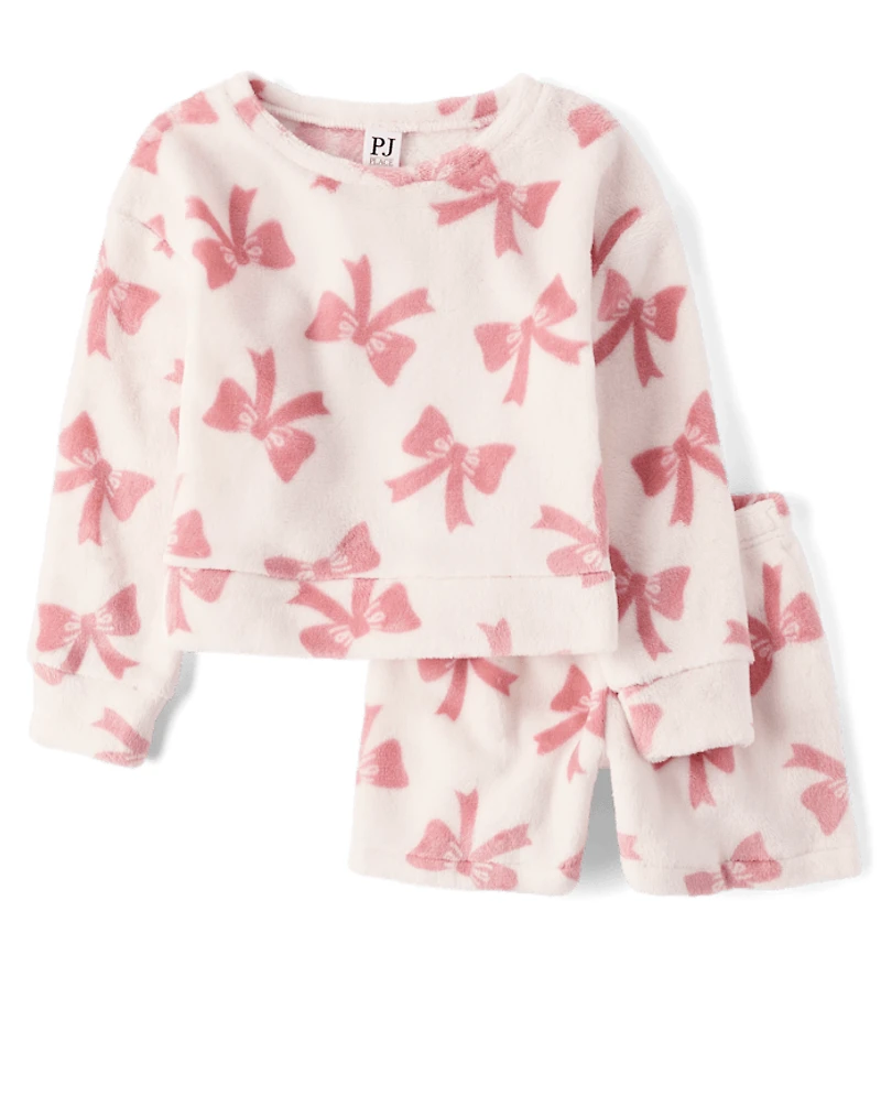 Girls Bow Pajamas - Cozy Fleece