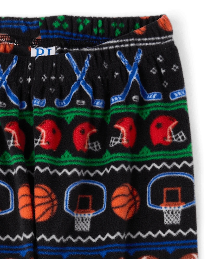 Pantalon de pyjama sport en microfibre polaire pour garçon