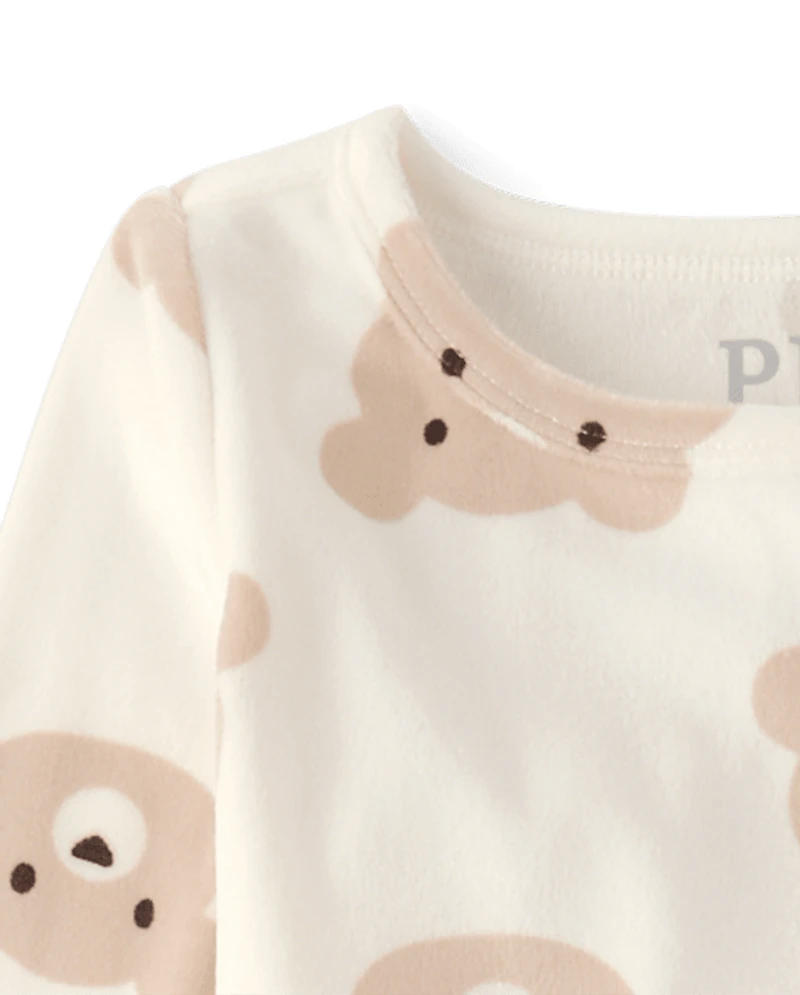 Baby And Toddler Girls Bear Velour Pajamas