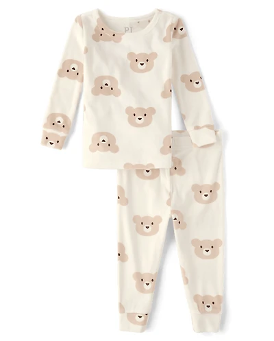 Baby And Toddler Girls Bear Velour Pajamas