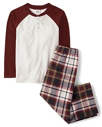 Pyjama Henley à carreaux pour garçon
