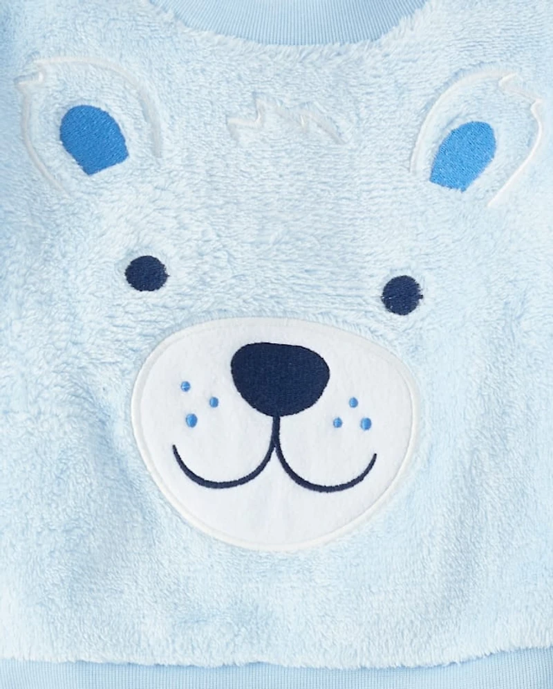 Baby And Toddler Boys Embroidered Polar Bear Pajamas - Cozy Fleece