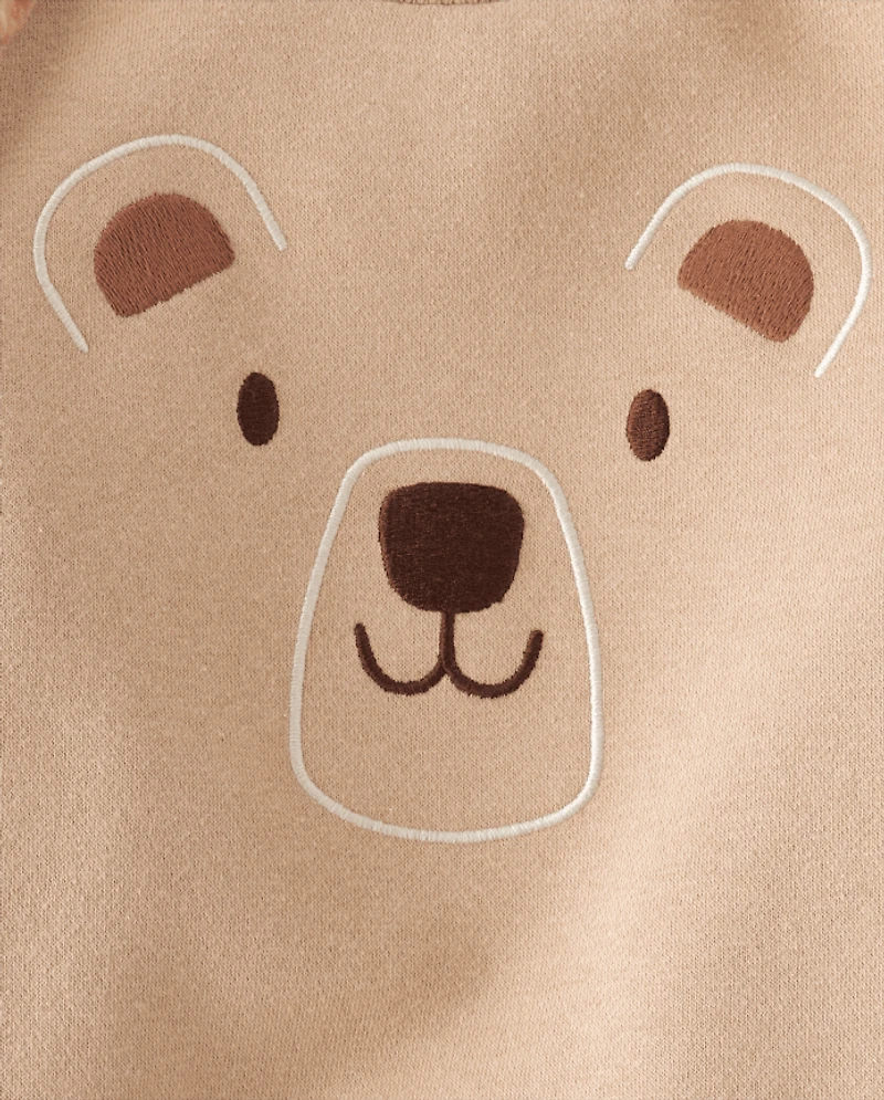 Baby And Toddler Embroidered Bear Premium Fleece 2-Piece Outfit Set
