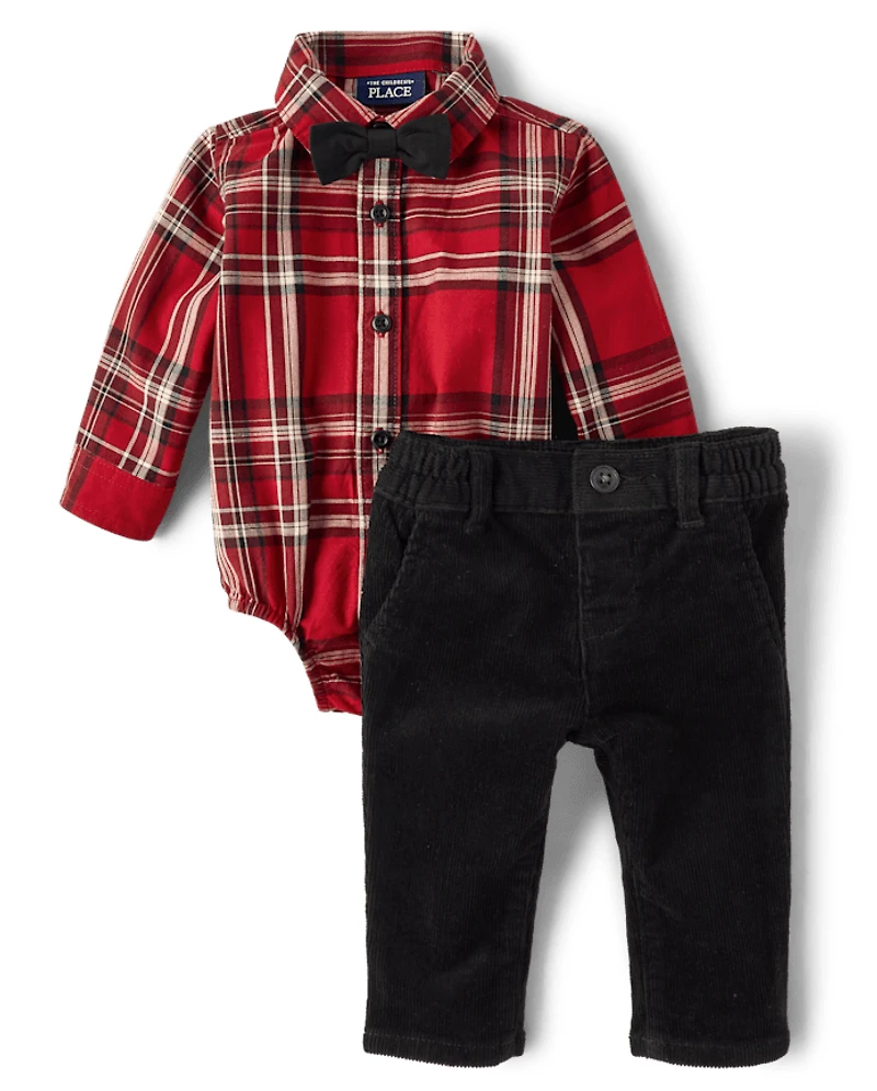 Baby Boys Matching Family Plaid 2-Piece Outfit Set