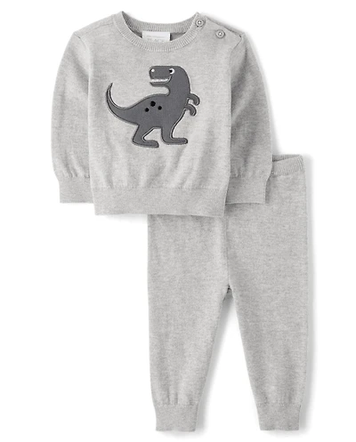 Baby Boys Applique Dino Sweater 2-Piece Playwear Set