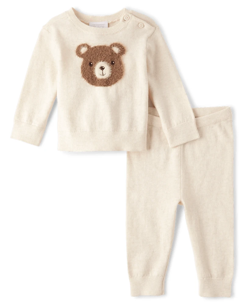 Baby Boys Intarsia Bear Sweater 2-Piece Playwear Set
