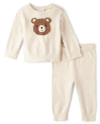 Baby Boys Intarsia Bear Sweater 2-Piece Playwear Set